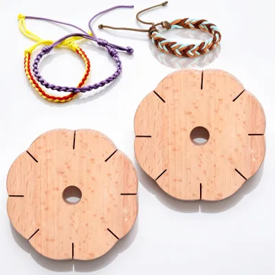Kumihimo-Scheibe 8 Schlitze, Holz, 2 Stück, Armband-Set