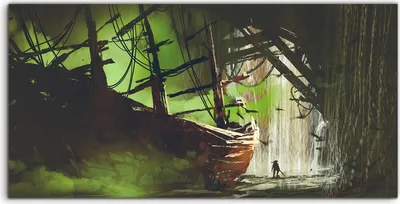 Produktbild von Coloray Acrylbild 100x50  Wandbild Acrylbilder Pirat fand ein verlassenes Schiff