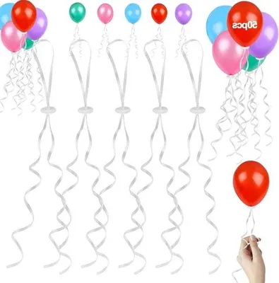 Produktbild von Helium-Verschluss mit Kordel, 50 Stück, Polyband, für Feste