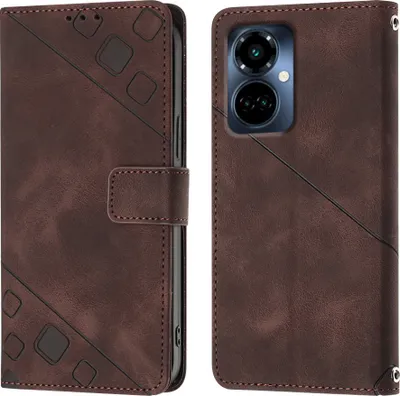 Produktbild von Hülle für Tecno Camon 19 Pro 5G Prägung Flip Leder Brieftasche Schutzhülle mit Ständer Braun