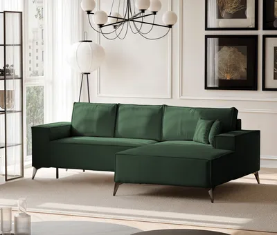Image de Canapé d'angle rembourré IDOHOME OTIS avec fonction couchage et coffre de rangement, 294 cm, vert, canapé d'angle à droite, ensemble de salon, 144 x 244 cm, Monolith 37