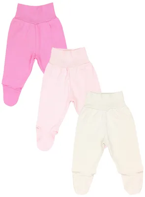 Produktbild von TupTam Baby Mädchen Strampelhose Hose mit Fuß 3er Pack, Farbe: Fusia Rosa Elfenbein, Größe: 86