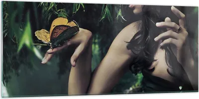 Produktbild von Bilder auf glas - Körper Kosmetik Mode Schmetterling - 120x50cm - Glasbilder - Wandbilder - Kunstdruck - Wanddekoration aus Glas - Glas Bilder - Wandbild auf Glas - GAB120x50-2139