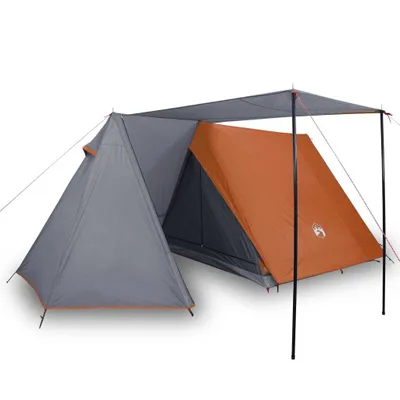 Image de vidaXL Tente de camping 3 personnes Gris et orange Imperméable