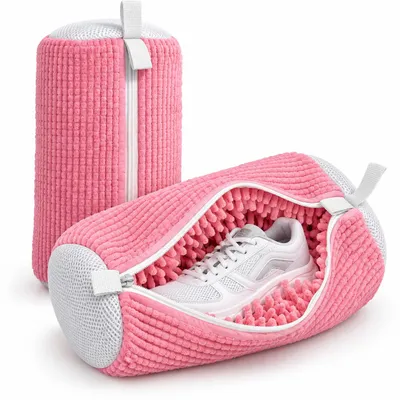 Produktbild von 2 Stück Premium Schuhwaschbeutel Edition 2025 für die Waschmaschine, Waschbeutel Sneaker Schuhe Wäschesack mit 360°Reinigungsflaum und Reißverschluss.