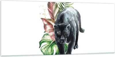 Produktbild von Bilder auf glas - Einteilig - Schwarz Panther Blätter - 120x50cm - Glasbilder - Wandbilder - Bilder - zum Aufhängen bereit - Wanddekoration aus Glas - Glas Bilder - Wandbild auf Glas - GAB120x50-4813