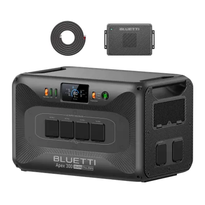 Image de Générateur solaire BLUETTI Apex 300 & Charger 2, batterie de secours de 2 764,8 Wh, chargeur à alternateur de 1 200 W, recharge rapide en 2,8 heures sur prise allume-cigare pour les voyages en voiture et les situations d'urgence