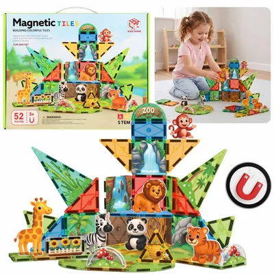 Produktbild von Magnetische Bausteine „Zoo“, kreatives Baukastenset mit 52 Teilen für Kinder ab 3 Jahren