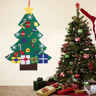 Image de Set de sapin de Noël en feutre Décorations de Noël Ornements muraux Cadeaux pour enfants Fournitures de fêteType B