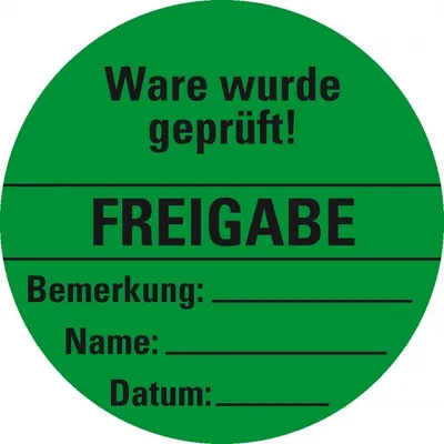 Produktbild von Dreifke® Aufkleber I Organisationsetikett Freigabe, grün, Haftpapier, ablösba...
