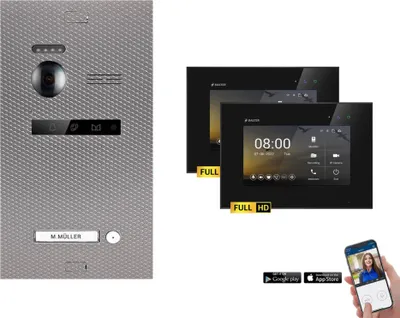 Produktbild von BALTER EVO HD Karbon-Silber Video Türsprechanlage Set 1 Teilnehmer 2x7" WLAN Monitor Schwarz