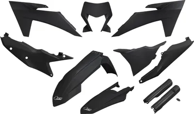 Produktbild von Ufo Kunststoffset Mit Teleskopabdeckungen (Stossdämpfer) Für Ktm Exc 150 / 250 / 300 '24, Exc-F 250 / 350 / 450 / 500 '24 Farbe Schwarz