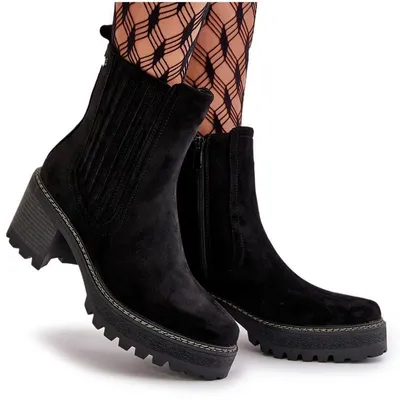 Produktbild von Damen Stiefeletten Mit Absatz Aus Eco Wildleder Gefüttert Schwarz Nevitas 39