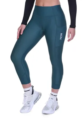 Produktbild von Damen 3/4 Gepolsterte Radleggings mit hoher Taille, atmungsaktive Fahrradshorts mit Taschen, rutschfest und schnelltrocknend - Blau, XL