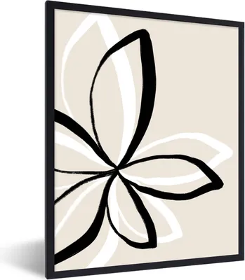 Produktbild von MuchoWow® Gerahmtes Poster Blumen - Abstrakt - Minimalismus 60x80 cm - Poster mit Schwarzem Bilderrahmen Wandposter Rahmen Foto Bilder - Premium - Wanddeko Wohnzimmer