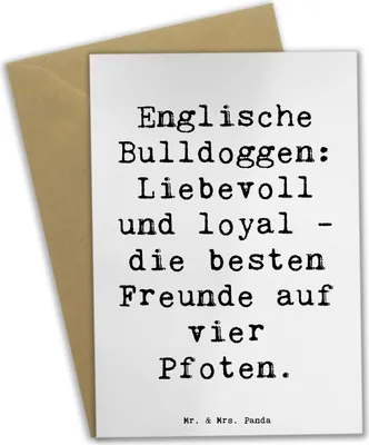 Produktbild von Mr. & Mrs. Panda babykarte Spruch Englische Bulldogge Freunde - Weiß - Geschenk, osterkarte, einladungskarten, Hunderassen Vielfalt, hochzeitskarten, weihnachtskarten