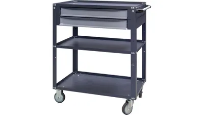Zdjęcie produktu dla UHL-MASH Solidny Wózek Metalowy Półkowy z Szufladami VPR-1/2S 90x75x46 Narzędziowy Warsztatowy/ 3 półki, 2 szuflady, nośność wózka 195kg, Hamulec