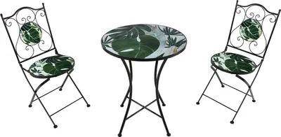 Immagine prodotto di AXI Amélie Set Bistrot da Balcone, 2 Sedie 1 Tavolo, Set Bistrò Veranda Verde Tropicale - Set Bistro da Giardino, Tavolo Bistro a Mosaico per Giardino/Balcone/Terrazza
