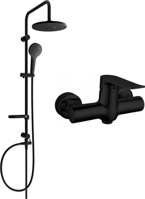 Immagine prodotto di Mexen Erik set doccia esterno con soffione e rubinetto doccia Pecos, nero - 72740205-70