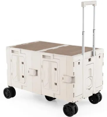 Zdjęcie produktu dla Składany wózek transportowy z regulowaną rączką, model JV12891WH, pojemność 150 litrów, wymiary 85 x 50 x 56 cm, kolor biały