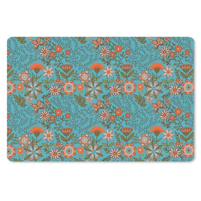 Produktbild von MuchoWow® Mauspad Mousepad Bohème - Blumen - Orange - Retro - Design 27x18 cm - Mousepads - Maus Mat - Pad - Mausunterlage - Büroartikel - Desk Matten