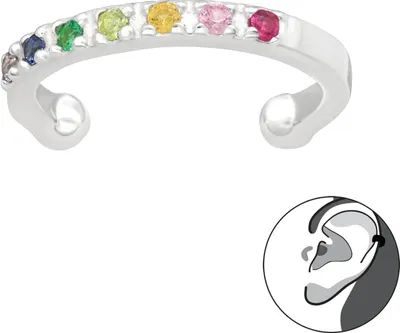 Produktbild von 925 Sterling Silber funkelnde Ohrmanschette mit Zirkonia Ear Cuff Ohrklemme