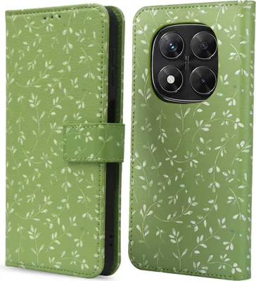 Produktbild von imoshion Design Klapphülle Xiaomi Redmi Note 14 Pro (5G) / 14 Pro Plus (5G) - Green Flowers