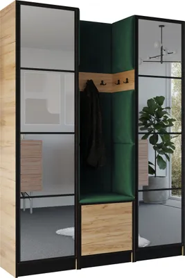 Image de KIER FURNITURE Armoire EDEN, armoire de chambre, penderie, armoire d'entrée, chêne Craft et vert, 159,6 x 205 x 39 cm