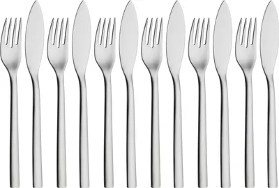 Produktbild von WMF Nuova Fischbesteck Set 12-teilig Fischgabel Fischmesser für 6 Personen Cromargan Edelstahl poliert spülmaschinengeeignet