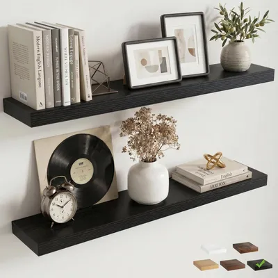 Produktbild von Schweberegale Wandregale Schwarz 90 cm 2er Set
