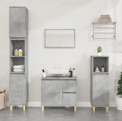 Produktbild von ZMH Badschrank Betongrau 65x33x60 cm Holzwerkstoff