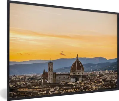Produktbild von MuchoWow® MuchoWow® Gerahmtes Poster Florenz - Sonne - Kathedrale 60x40 cm - Poster mit zchwarzem Bilderrahmen - Printing - Wanddeko Schlafzimmer