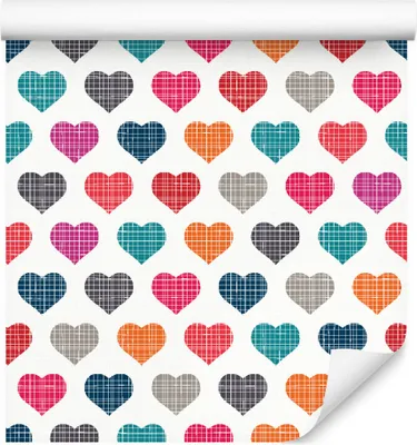 Immagine prodotto di rotolo di VLIES WALLPAPER da 10 m con motivi geometrici, linee e cuori a scacchi, ornamenti XXL