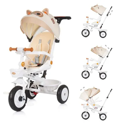 Produktbild von Chipolino Tricycle Marathon 2 in 1 Dreirad, Sitz umkehrbar, Gummiräder, Dach hellbraun