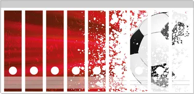 Produktbild von Wallario Ordnerrücken Sticker, selbstklebend für breite Ordner, 9 Stück, Motiv Fußball - Splashing Design in rot