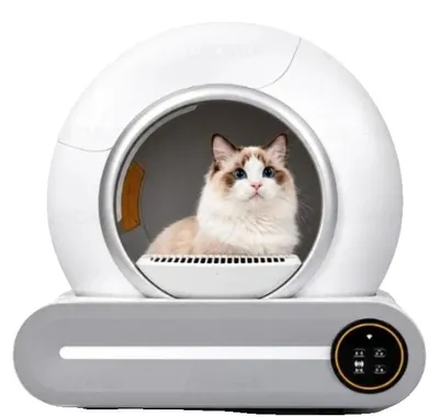 Image de Litière automatique pour chats, électrique, autonettoyante, connectivité Wi-Fi 2,4 GHz, blanche