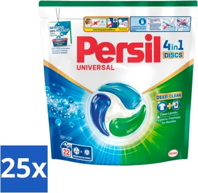 Produktbild von Persil – Waschmittel – Waschkapseln Discs Universal – Für weiße Wäsche – 22 Wäschen - Vorteilspack - 25 Stücke