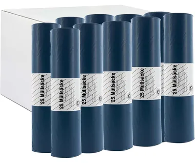 Produktbild von Hossi's Wholesale Abfallsäcke, 10 Rollen à 25 reißfeste Müllbeutel XXL, Müllsäcke blau, Mülltüten extra stark, 120l, 700x1100mm