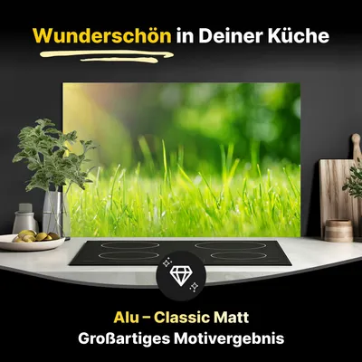 Produktbild von Spritzschutz Küchenrückwand aus Aluminiumverbund in Matt 60x50 cm - Frisches grünes Gras