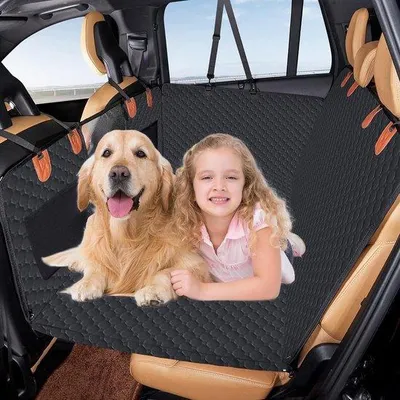 Image de Couverture imperméable pour chien, pour siège arrière, noire