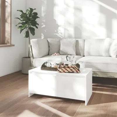 Zdjęcie produktu dla Maison Exclusive – stolik kawowy biały 90 x 50 x 41,5 cm, materiał drewnopochodny