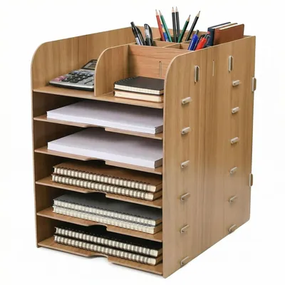 Produktbild von Omgoods – Holzbüro-Organizer mit 5 Fächern und Stifthalter