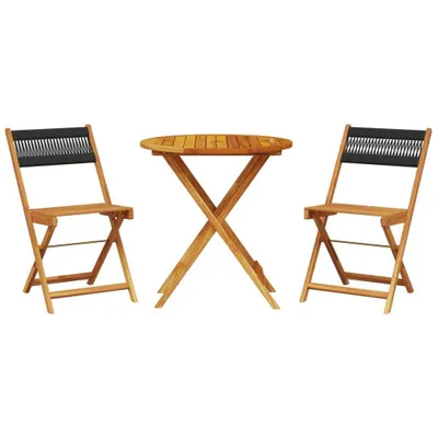 Produktbild von 3-tlg. Bistro-Set Schwarz Polypropylen und Massivholz