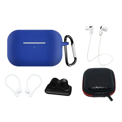 Produktbild von HQWear Silikon-Case-Set für AirPods Pro 2, AirPods Pro 1, Hülle, Ohrstöpsel, Umhängeband, Uhrenarmbandhalterung, Blau