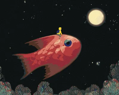 Produktbild von Zuty - Malen nach Zahlen - FLIEGENDER JUNGE MIT EINEM FISCH AUF DEM WEG ZUM MOND, 40x50 cm, mit Keilrahmen (bereits gespannt)