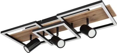 Produktbild von LED Deckenstrahler, Metall Holz, schwarz, 3-flammig, L 72 cm