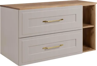 Produktbild von RODAN | Badschrank Hängend - 80 cm - Beige, Braun - MDF - mit 2 Schubladen und Regal - Modern