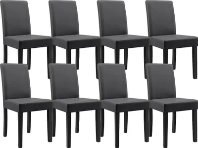 Obrázok produktu pre [sk.casa] 8 čalúnených stoličiek (tmavo šedá) (vysoká kvalita) s nohami z masívneho dreva / poťah z umelej kože / elegantné /