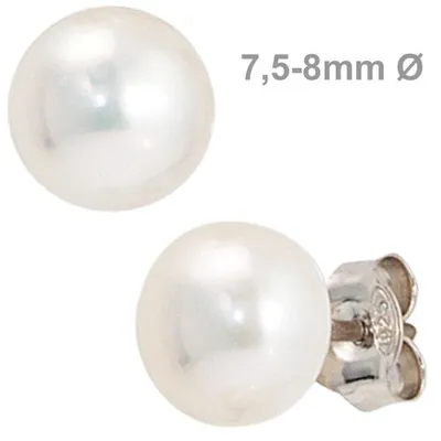Produktbild von Stecker Ohrstecker Süßwasser-Perle weiß 925 Silber Ohrschmuck Damen
