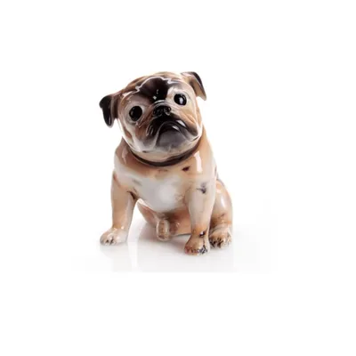 Produktbild von Mops Porzellanfigur 12 cm – Handgefertigte Dekofigur Hund